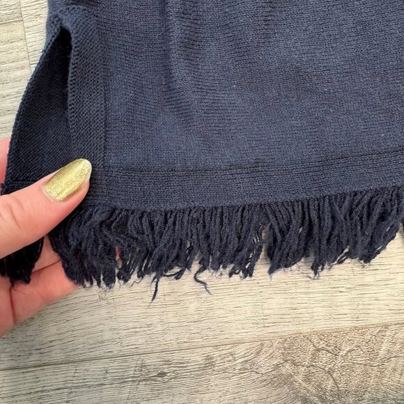 J Jill NWT navy long sleeve sweater tunic fringe hem size medium O54 - Picture 6 of 9